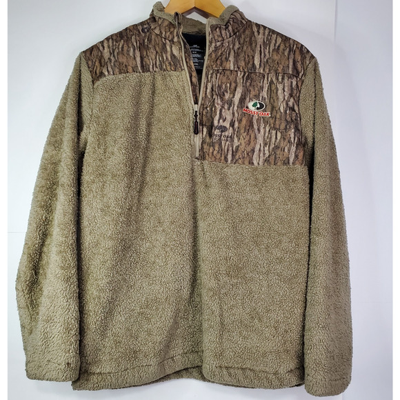 Mossy Oak Other - Mossy Oak Mens Jacket Brown Camo S Sherpa Fleece 1/4 Zip Hunting Soft Outdoor